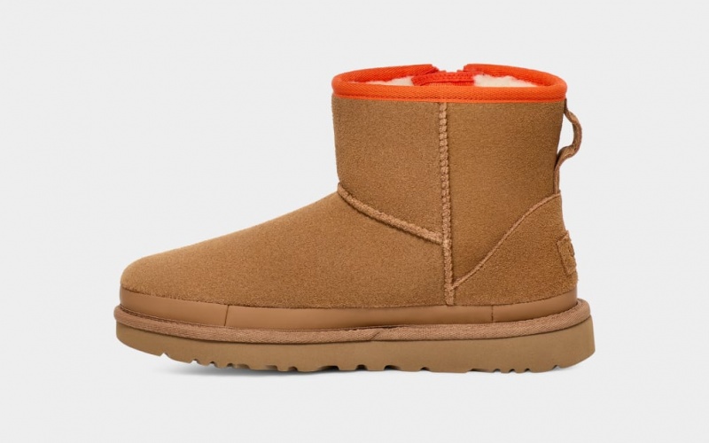 Ugg Classic Mini Dragkedja Tape Logo Stövlar Dam Bruna | Sverige-23046