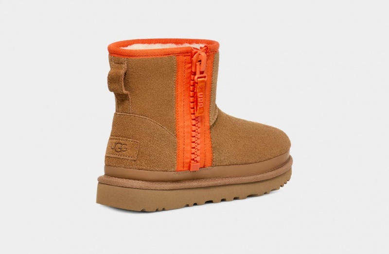 Ugg Classic Mini Dragkedja Tape Logo Stövlar Dam Bruna | Sverige-23046