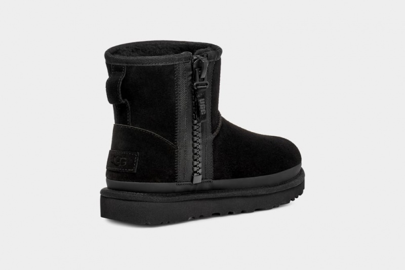 Ugg Classic Mini Dragkedja Tape Logo Stövlar Dam Svarta | Sverige-63172