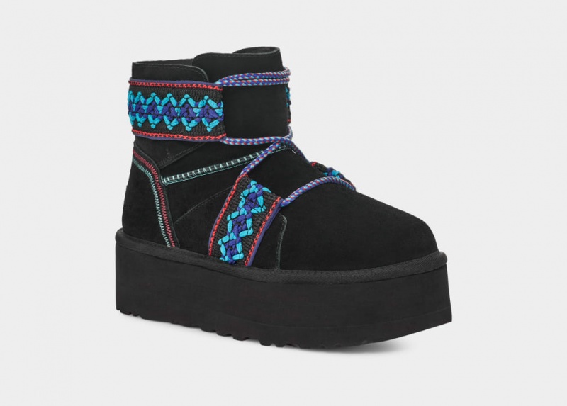 Ugg Classic Mini II Braid Platform Stövlar Dam Svarta | Sverige-82930