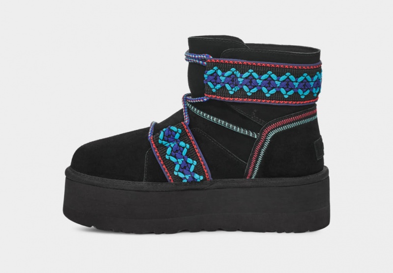 Ugg Classic Mini II Braid Platform Stövlar Dam Svarta | Sverige-82930