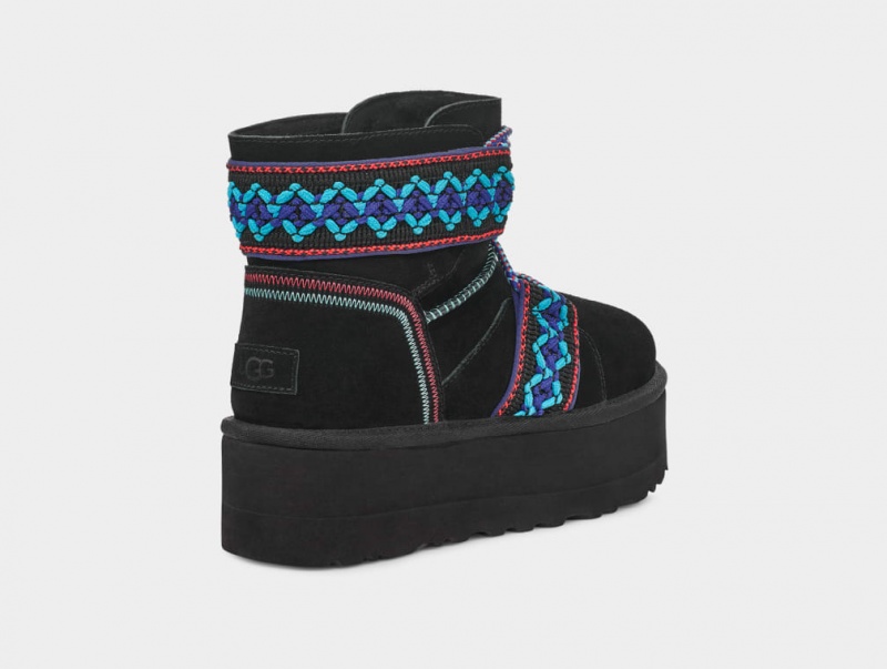 Ugg Classic Mini II Braid Platform Stövlar Dam Svarta | Sverige-82930