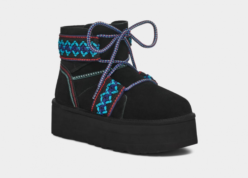 Ugg Classic Mini II Braid Platform Stövlar Dam Svarta | Sverige-82930