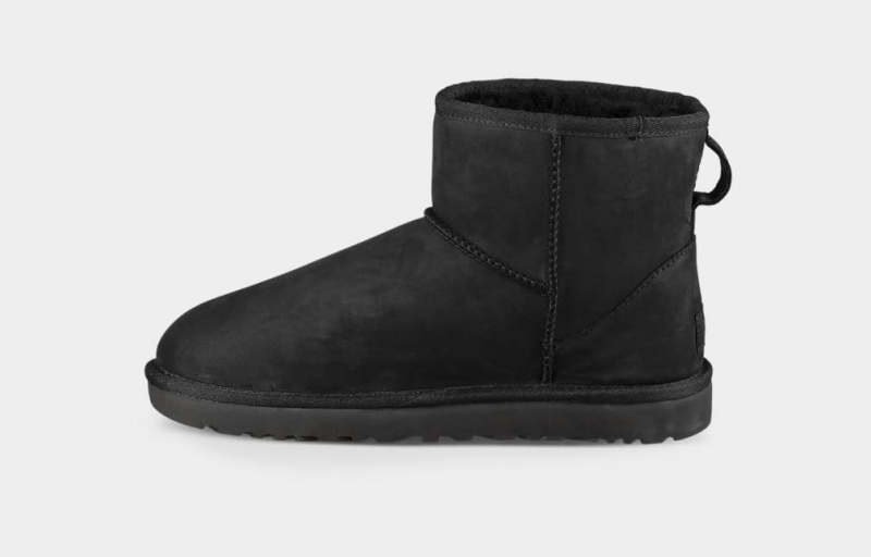 Ugg Classic Mini Läder Stövlar Dam Svarta | Sverige-42758