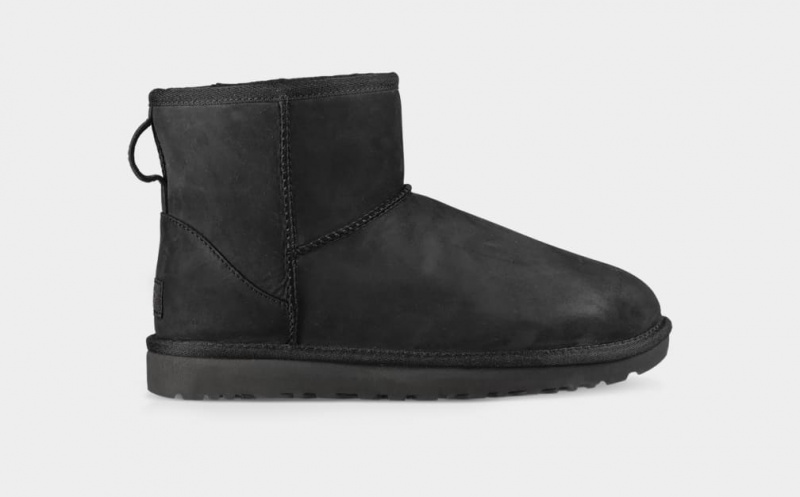 Ugg Classic Mini Läder Stövlar Dam Svarta | Sverige-42758