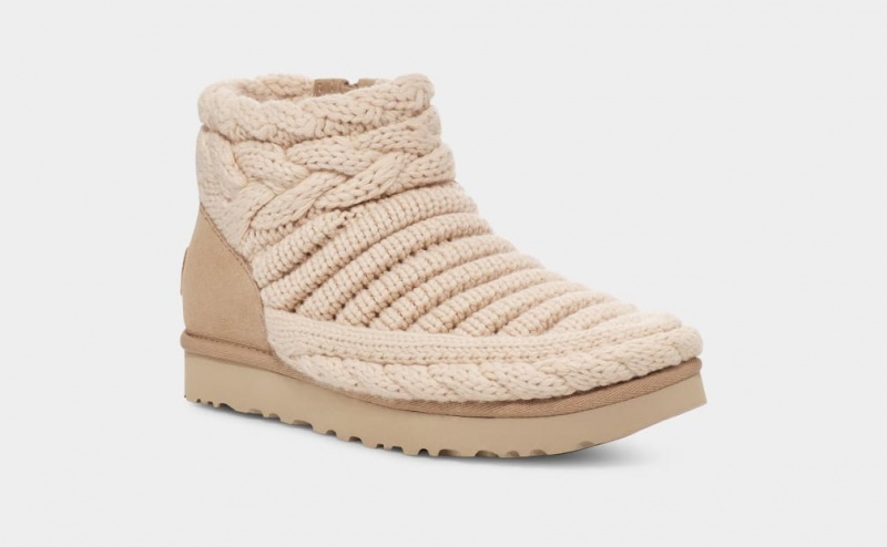 Ugg Classic Mini Tjock Knit Stövlar Dam Beige | Sverige-59241