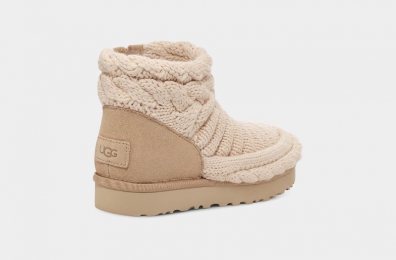 Ugg Classic Mini Tjock Knit Stövlar Dam Beige | Sverige-59241