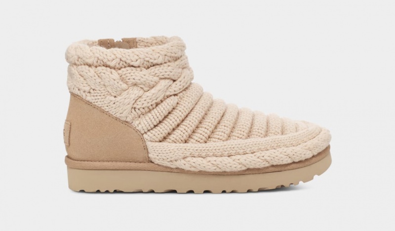 Ugg Classic Mini Tjock Knit Stövlar Dam Beige | Sverige-59241