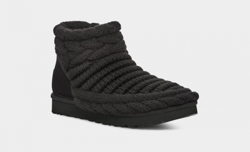 Ugg Classic Mini Tjock Knit Stövlar Dam Svarta | Sverige-18392