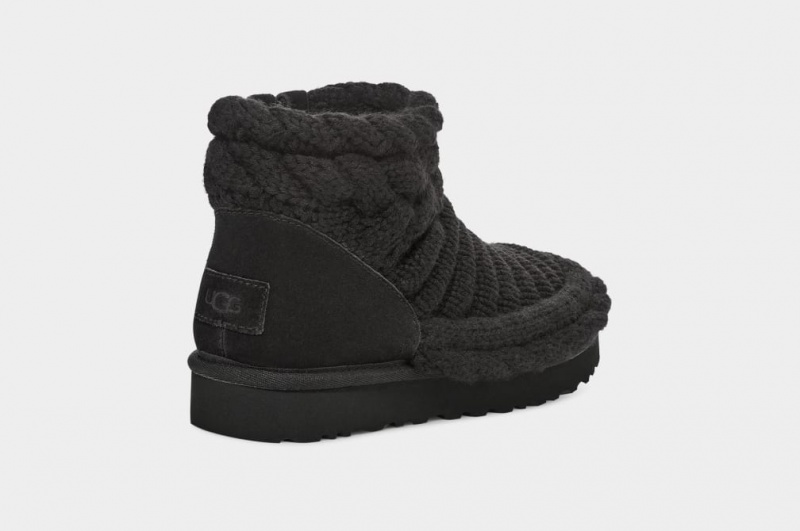 Ugg Classic Mini Tjock Knit Stövlar Dam Svarta | Sverige-18392