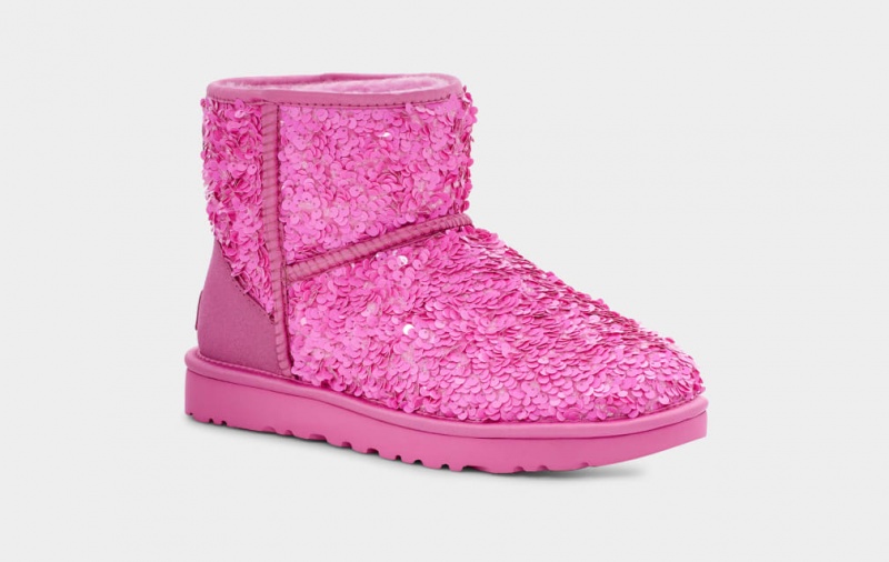 Ugg Classic Mini Tjock Sequin Stövlar Dam Rosa | Sverige-19305