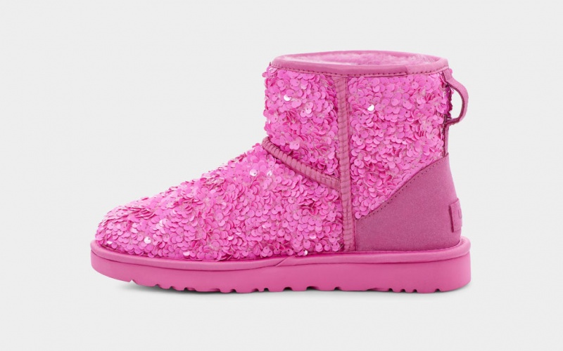 Ugg Classic Mini Tjock Sequin Stövlar Dam Rosa | Sverige-19305