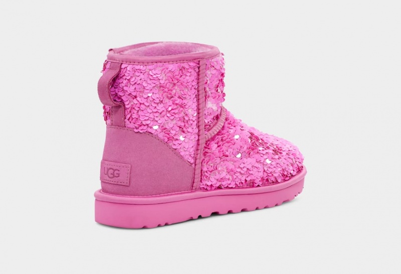 Ugg Classic Mini Tjock Sequin Stövlar Dam Rosa | Sverige-19305