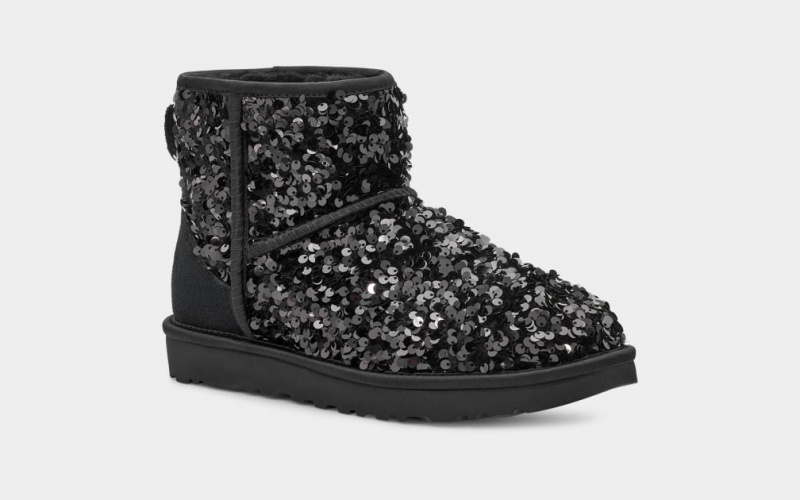 Ugg Classic Mini Tjock Sequin Stövlar Dam Svarta | Sverige-93564