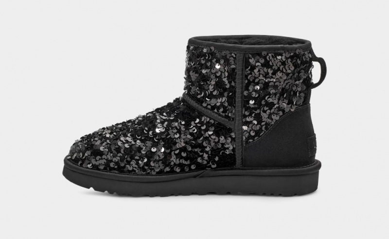 Ugg Classic Mini Tjock Sequin Stövlar Dam Svarta | Sverige-93564