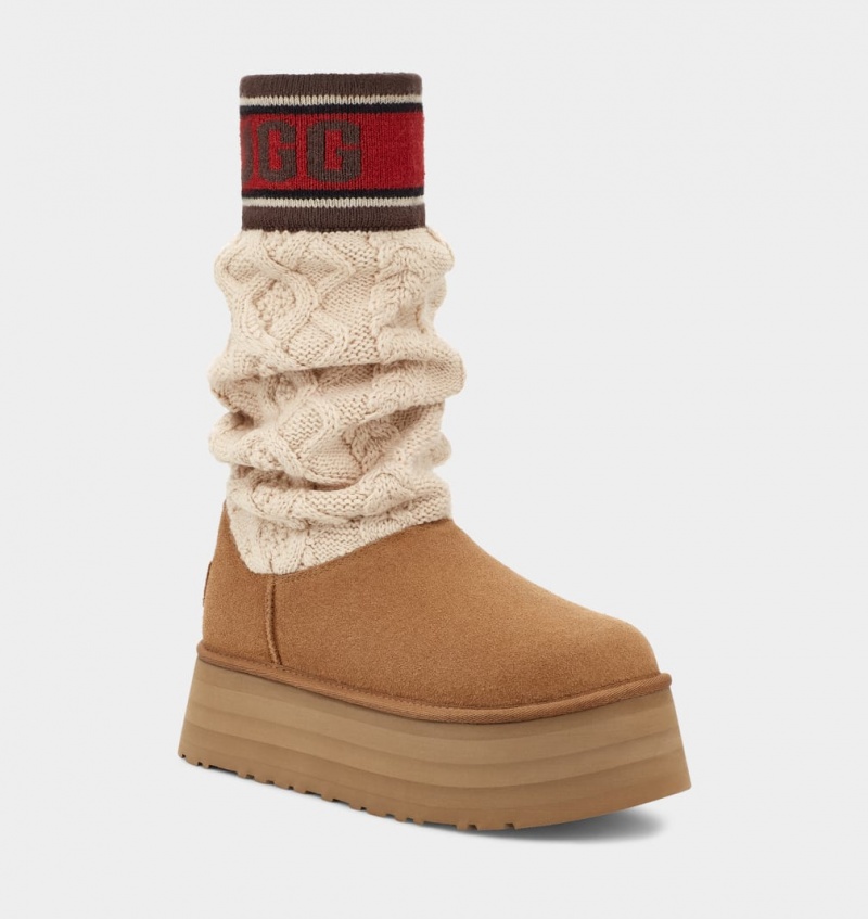 Ugg Classic Tröja Letter Stövlar Dam Bruna | Sverige-96527