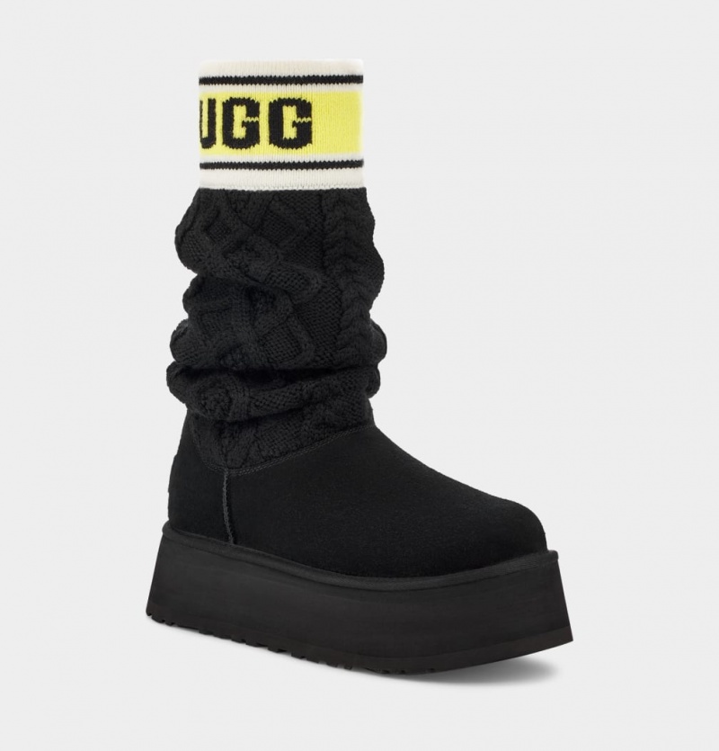 Ugg Classic Tröja Letter Stövlar Dam Svarta | Sverige-97582