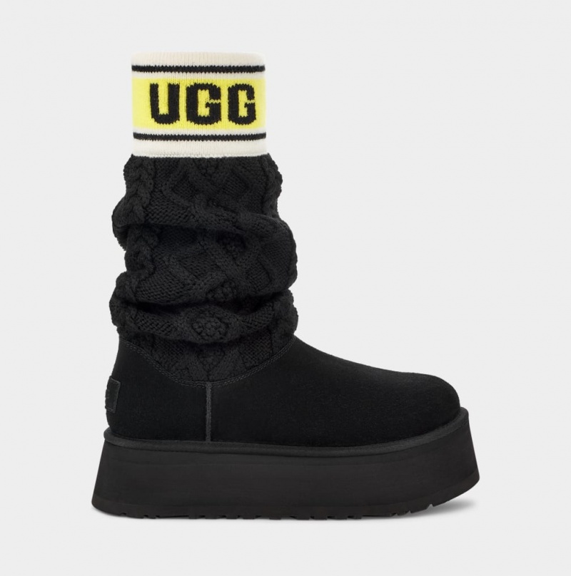 Ugg Classic Tröja Letter Stövlar Dam Svarta | Sverige-97582