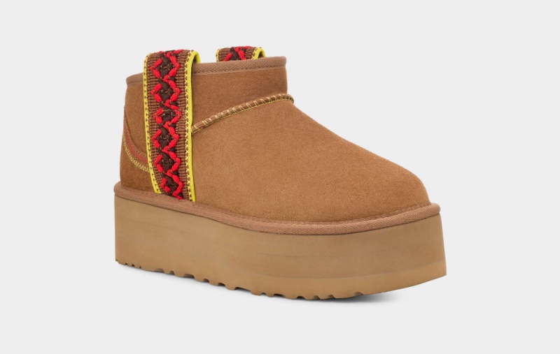 Ugg Classic Ultra Mini Braid Platform Stövlar Dam Bruna | Sverige-46873