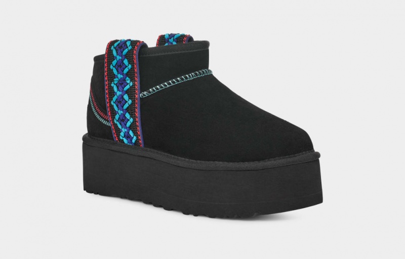 Ugg Classic Ultra Mini Braid Platform Stövlar Dam Svarta | Sverige-26489