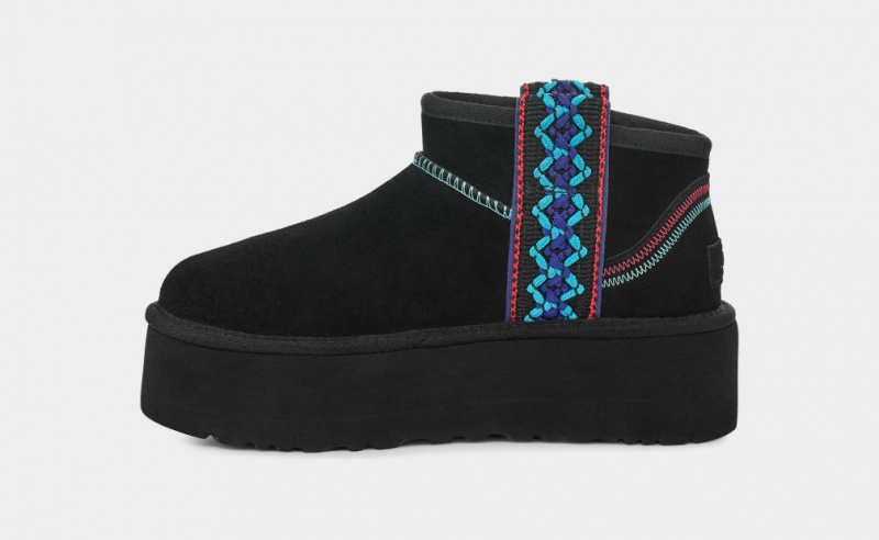 Ugg Classic Ultra Mini Braid Platform Stövlar Dam Svarta | Sverige-26489