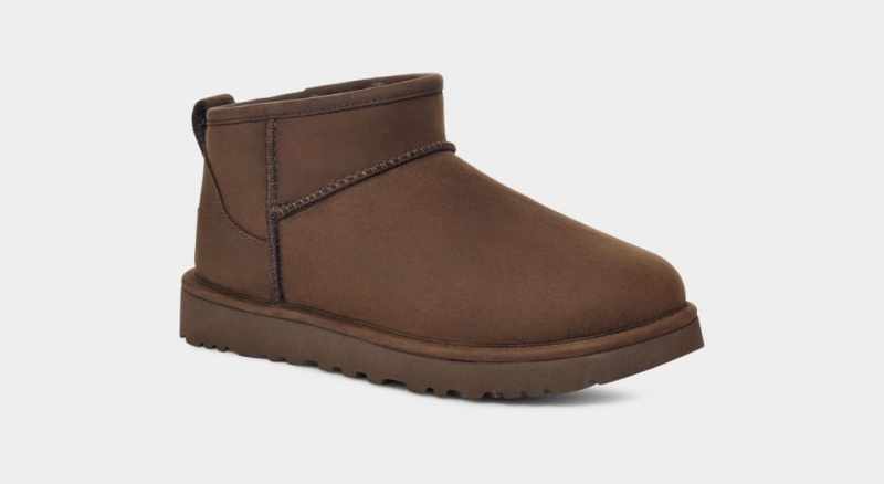 Ugg Classic Ultra Mini Läder Stövlar Dam Choklad | Sverige-54837