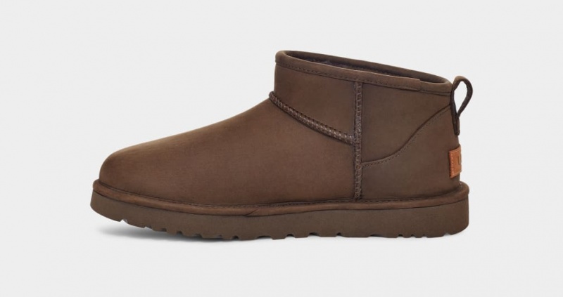 Ugg Classic Ultra Mini Läder Stövlar Dam Choklad | Sverige-54837