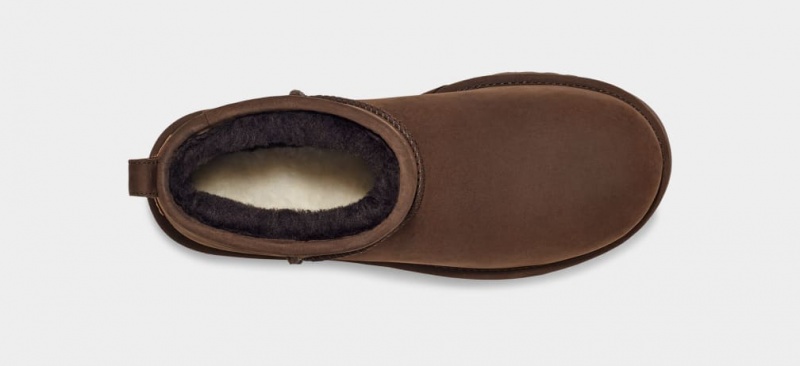 Ugg Classic Ultra Mini Läder Stövlar Dam Choklad | Sverige-54837