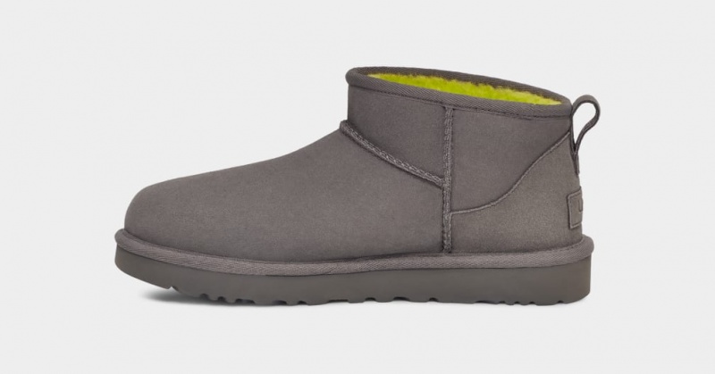 Ugg Classic Ultra Mini Logo Stövlar Dam Grå Ljusgröna | Sverige-70394