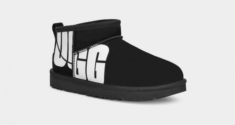 Ugg Classic Ultra Mini Logo Stövlar Dam Svarta | Sverige-49358