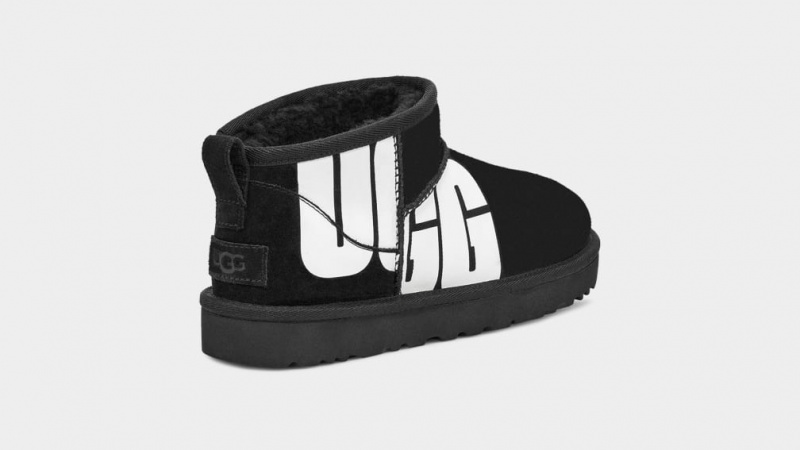 Ugg Classic Ultra Mini Logo Stövlar Dam Svarta | Sverige-49358