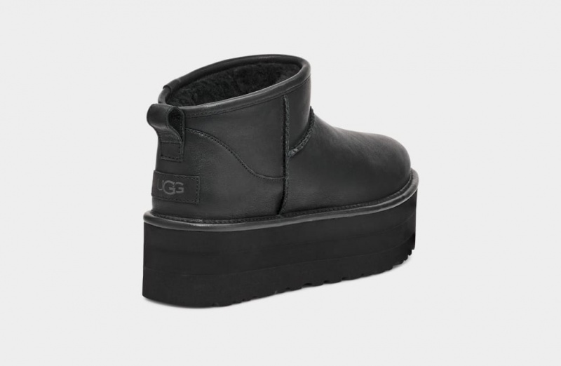 Ugg Classic Ultra Mini Platform Läder Stövlar Dam Svarta | Sverige-39247