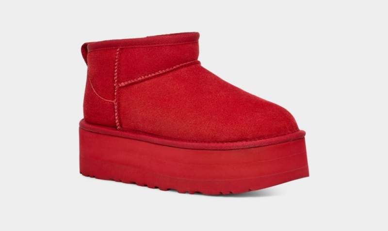 Ugg Classic Ultra Mini Platform Stövlar Dam Röda | Sverige-26809