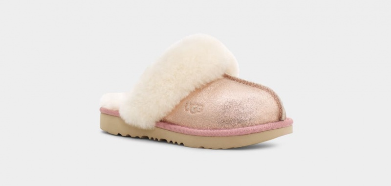 Ugg Cozy II Metallic Glitter Tofflor Barn Rosa Guld | Sverige-70564