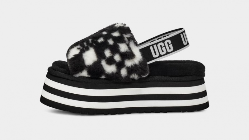 Ugg Disco Checks Badtofflor Tofflor Dam Svarta Vita | Sverige-25076