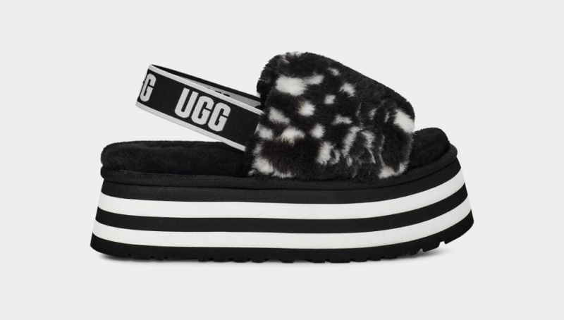 Ugg Disco Checks Badtofflor Tofflor Dam Svarta Vita | Sverige-25076