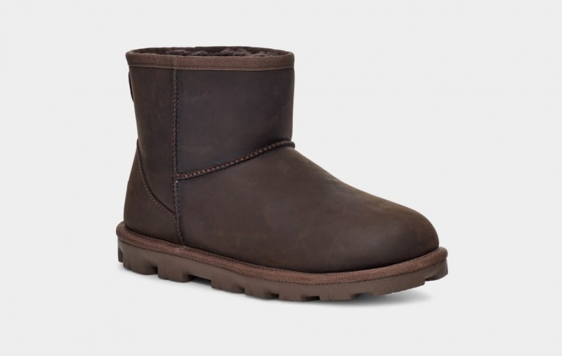 Ugg Essential Mini Läder Stövlar Dam Choklad | Sverige-94261