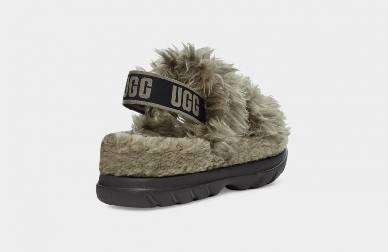 Ugg Fluff Sugar Sandaler Dam Olivgröna | Sverige-05128