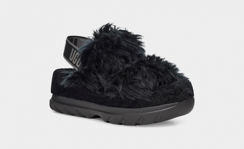 Ugg Fluff Sugar Sandaler Dam Svarta | Sverige-13825