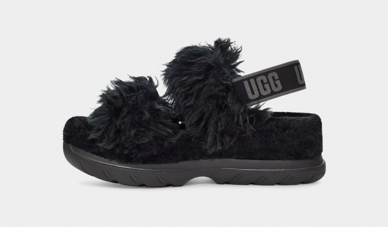 Ugg Fluff Sugar Sandaler Dam Svarta | Sverige-13825