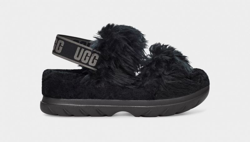 Ugg Fluff Sugar Sandaler Dam Svarta | Sverige-13825