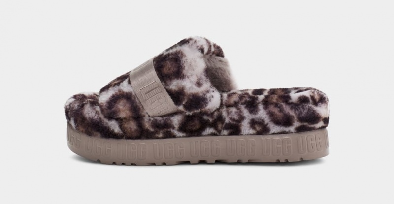 Ugg Fluffita Panther Print Badtofflor Tofflor Dam Grå | Sverige-58179