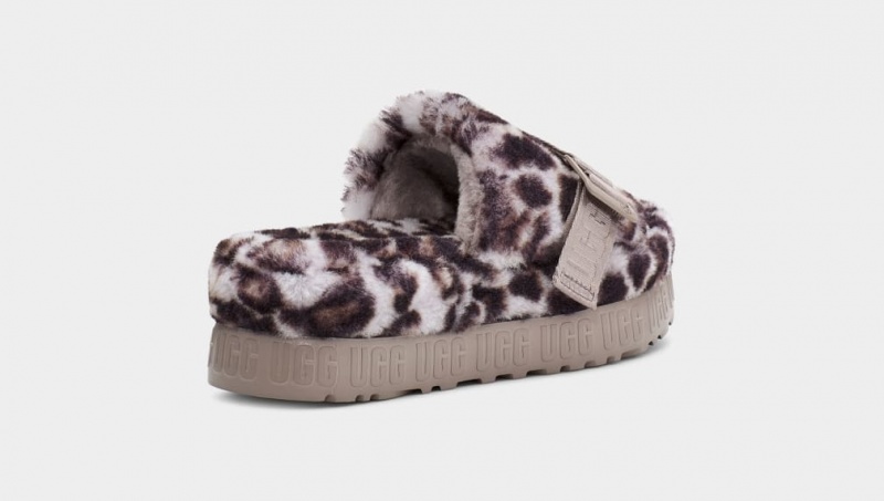 Ugg Fluffita Panther Print Badtofflor Tofflor Dam Grå | Sverige-58179