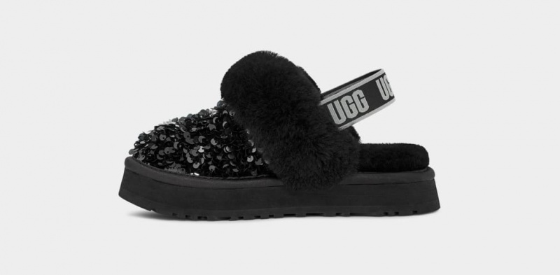 Ugg Funkette Tjock Sequin Tofflor Barn Svarta | Sverige-70389