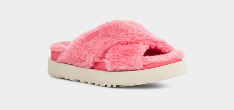 Ugg Fuzz Sugar Cross Badtofflor Tofflor Dam Rosa | Sverige-39670