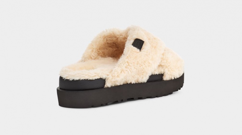 Ugg Fuzz Sugar Cross Badtofflor Tofflor Dam Beige Svarta | Sverige-92015