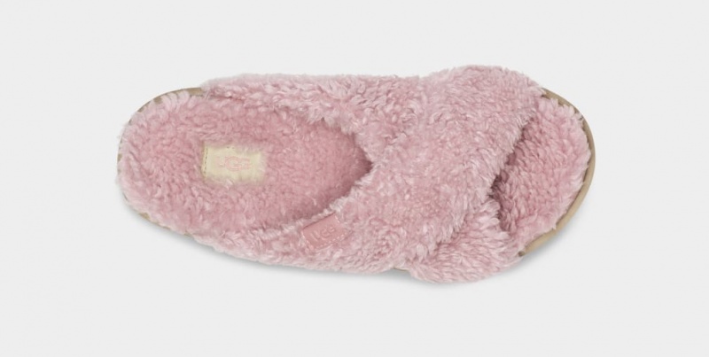 Ugg Fuzz Sugar Cross Badtofflor Tofflor Dam Rosa | Sverige-51047