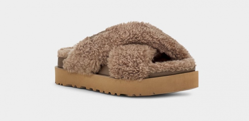 Ugg Fuzz Sugar Cross Badtofflor Tofflor Dam Bruna | Sverige-64759