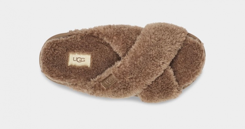 Ugg Fuzz Sugar Cross Badtofflor Tofflor Dam Bruna | Sverige-64759