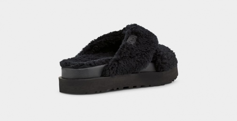 Ugg Fuzz Sugar Cross Badtofflor Tofflor Dam Svarta | Sverige-60135